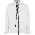 Banned - Gothic Longsleeve - Overhemd met Ruches en Vetering - M tot XXL - voor Mannen - wit