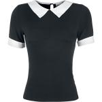 Rockabilly Zwarte Viscose Banned Effen T-shirts Ronde hals  in maat M met Korte mouwen voor Dames 