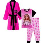 Barbie Meisjes ochtendjas + pyjama set bijpassende 3-delige set Kids roze badjas + pyjama, roze, 7-8 jaar