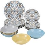 Baroni Home Servo borden 18 stuks van porselein en aardewerk, servies borden voor 6 personen, Fantasia Majoliche
