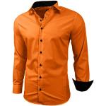 Oranje Ademende Geblokte Overhemden lange Mouwen  voor een Bruiloft kentkraag  in maat 4XL Sustainable voor Heren 