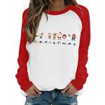 Casual Rode Linnen All over print Sweatshirts met print  voor een Kerstmis  voor de Lente V-hals  in maat XXL voor Dames 
