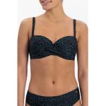 Beachlife voorgevormde strapless bandeau bikinitop met panterprint donkerblauw/zwart