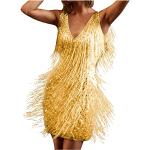 Bohemian Gouden Polka Dot Party jurken  voor een Bruidsmeisje V-hals  in Grote Maten  in maat XXL Maxi met motief van Luipaard met Sequins voor Dames 