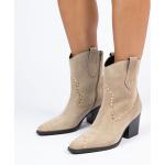 Cowboy Beige Laarzen met blokhak Blokhakken  in 39 met Hakhoogte 7cm tot 9 cm met Studs in de Sale voor Dames 