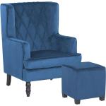Donkerblauwe Massief Houten Beliani Design fauteuils Sustainable 