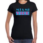 Bellatio Decorations disco verkleed t-shirt dames - jaren 80 feest outfit - miami vice - zwart