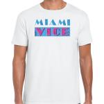 Bellatio Decorations disco verkleed t-shirt heren - jaren 80 feest outfit -Â Miami Vice - wit