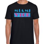 Bellatio Decorations disco verkleed t-shirt heren - jaren 80 feest outfit - Miami Vice - zwart
