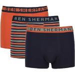 Ben Sherman Boxershorts voor heren in oranje/streep/marine | Soft Touch katoenen boxershorts met contrasterende elastische tailleband | comfortabel en ademend ondergoed - multipack van 3, Blauw/Blauwe