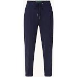 Benetton High waist tapered fit cropped pantalon met trekkoord - Donkerblauw