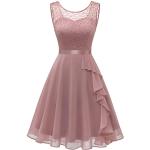 Sexy Roze Chiffon Mini jurken  voor een Bruiloft V-hals  in maat L Knielang voor Dames 