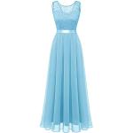 Sexy Lichtblauwe Chiffon Chique jurken  voor een Bruidsmeisje V-hals  in maat M Knielang voor Dames 