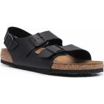 Zwarte Kalfsleren Birkenstock Milano Platte sandalen  in maat 47 met Gespsluiting voor Heren 