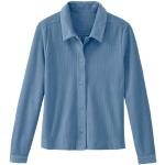 Blouse van geribde jersey van bio-katoen, jeansblauw 46,38,40,42