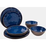 Blauwe Melamine vaatwasserbestendige Ontbijtborden 12 stuks voor 4 personen 