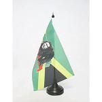 Bob Marley Tafelvlag 14x21 cm - Rasta Jamaica Bureauvlag 21 x 14 cm - Zwarte plastic stok en voet - AZ FLAG
