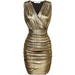Casual Gouden Polyester Party jurken  voor een Stappen / uitgaan / feest  voor de Lente V-hals  in maat XXL Mini voor Dames 