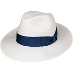 Borsalino Big Brim Bogart Panamahoed Dames/Heren - Made in Italy hoed Panama stro met ripsband voor Lente/Zomer - 58 cm naturel-blauw