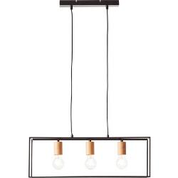 Brilliant Leuchten Hanglamp Arica 85,5 cm hoogte, 60 cm breed, 3x e27, metaal, zwart/hout (1 stuk)