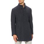 bugatti Herenmantel klassieke wollen jas met opstaande kraag in een comfortabele pasvorm, marineblauw, 56