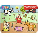 Bumba houten puzzel met nopjes - dieren/boerderij - 7 stukken