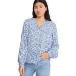 C&A Dames Henley-hals blouse met patroon, wit/lichtblauw., 42