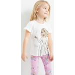 Witte Polyester C&A Frozen Kinder T-shirts  in maat 122 met Sequins Bio Sustainable 