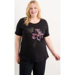Zwarte Jersey C&A Bloemen T-shirts  in maat 3XL voor Dames 