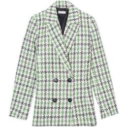 Cache Cache geruite tweed rechtvallende blazer beige/ groen