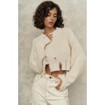 Beige Polyester Cropped sweaters Ronde hals voor Dames 