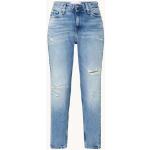 Calvin Klein High waist straight leg mom jeans met destroyed afwerking - Indigo