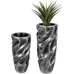 Casablanca Plantenbak Drop antiek-zilverkleur - met pot - inzet Ø 26,5 cm - hoogte plantenpot 70 cm