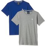 Champion Legacy-klassiek C-logo S/S T-shirt voor jongens (verpakking van 2), Helder Heather Grey en Blauw, 12 jaar