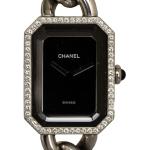 Zwarte Roestvrije Stalen Chanel Horloge Kettingen met Roestvrij Staal Ketting aangedreven met Quartz uit Zwitsers voor Dames 