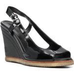 Vintage Zwarte Kalfsleren Chanel Sleehak sandalen  in maat 37 met Gespsluiting voor Dames 