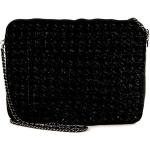Vintage Zwarte Tweed Chanel Schoudertassen voor Dames 