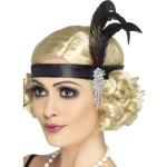 Charleston/jaren 20 verkleed hoofdband zwart met veren voor dames