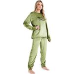 Groene Fleece Damespyjama's  voor een Valentijnsdag  in maat L 