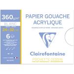 Clairefontaine 93341C tekenpapier, acryl, 24 x 32 cm, 300 g, ideaal voor kunstdrukken, 6 vellen