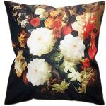 Zwarte Polyester Clayre & Eef Bloemen Decoratieve kussenhoezen 