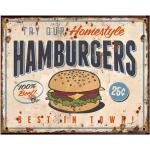 Beige Metalen Clayre & Eef Antiek look Tekstborden met motief van Hamburger 