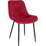 CLP Stoel Springs fluweel, eetkamerstoel met hoogwaardige bekleding, bezoekersstoel met metalen frame met 4 poten, kleur: rood