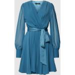 Blauwe Chiffon Swing Mini jurken V-hals Mini voor Dames 