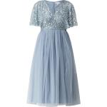 Lichtblauwe Polyester Pailletten jurken V-hals met Sequins in de Sale voor Dames 