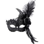 Zwarte Veren Maskers  voor een Bruiloft met motief van Halloween voor Dames 