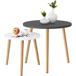 COMIFORT Bijzettafelset - nesttafel in Scandinavische stijl, modern en minimalistisch, zeer robuust, 2-delige set, wit en grijs met beuken, 100% natuurlijk