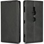 Retro Zwarte Leren Sony Xperia XZ2 hoesjes type: Flip Case 