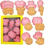 Crethink Baby Shower Cookie Cutters-8 Pieces Baby Shower Biscuit Cutter and Stamp,3D Baby Shower Cookie Cutter Set.