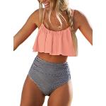 Roze Polyamide Gewatteerde High waist bikini's  in maat XL 2 stuks voor Dames 